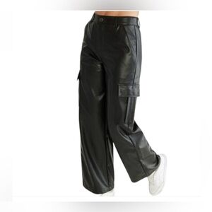 TGLA Vegan Leather Cargo Pants